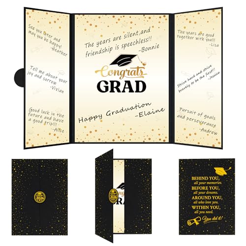 Image of Vlipoeasn Black Gold 2026 Graduation Party Decorations 2026 College /High School Graduation Decorations Party Supplies, Class of 2026 Congrats Grad Backdrop Banner Signature Book
