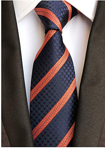 Image of Elfeves Men's Modern Striped Patterned Formal Ties College Daily Woven Neckties