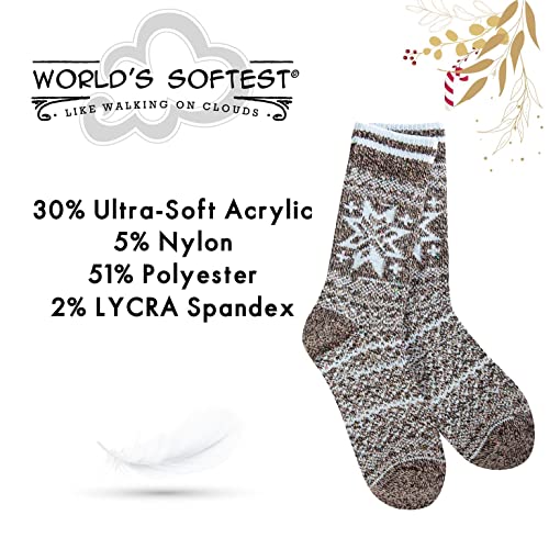 Image of World's Softest Cozy Collection Crew Socks - Smooth Multi Colors Cozy Socks - Knit Top Holiday Spirit Fashion Socks