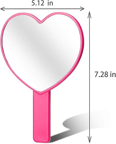 Miniatura 8 de TOPYHL Espejo de mano de maquillaje en forma de corazón, espejo de mano de viaje, espejo cosmético personal portátil con mango (blanco)