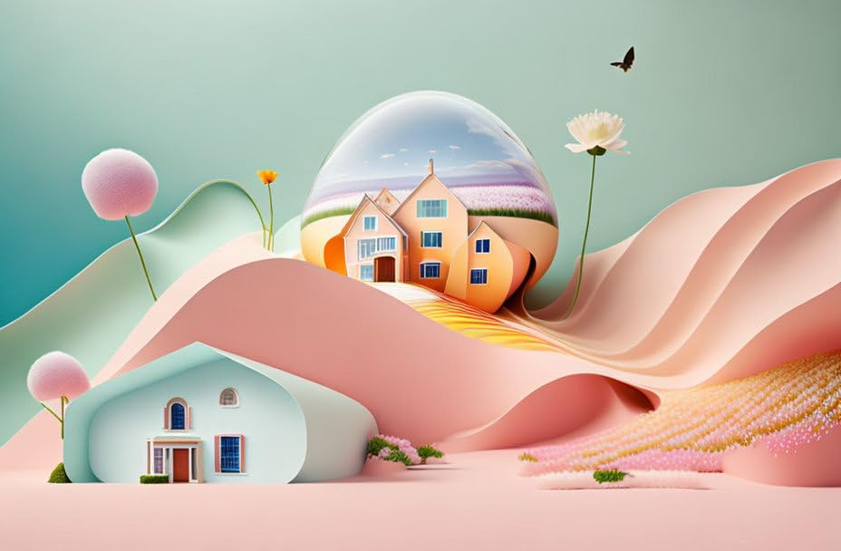 Poster sur toile de qualité supérieure maison surréaliste SERENDIPITP