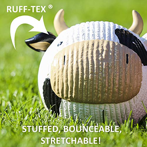 Hugglehounds Ruff-Tex Squeaky Tough Dog Chew Toy All Natural, Cow, Large #TOP2