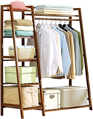 Rangement rack bambou pour vêtements suspendus et grand porte-chaussures vertical de chambre