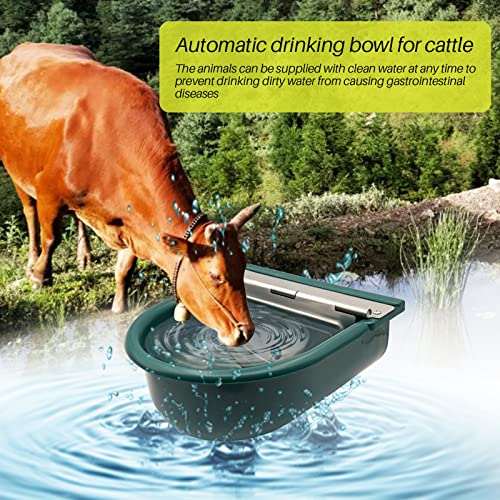 Junniu Automatic Livestock Waterer Water Bowl Trough Kits For Goat Horse Dog Pig Cattle Farm Supplies, With 2Pcs Float Valve, Brass Connector, Stainless Steel Cover, Hole At The Bottom, Green #TOP6