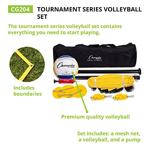 Champion Sports Cg204 Outdoor Volleyball Set: Complete Portable Team Sports Set With Net, Poles, Ball & Accessories #TOP3