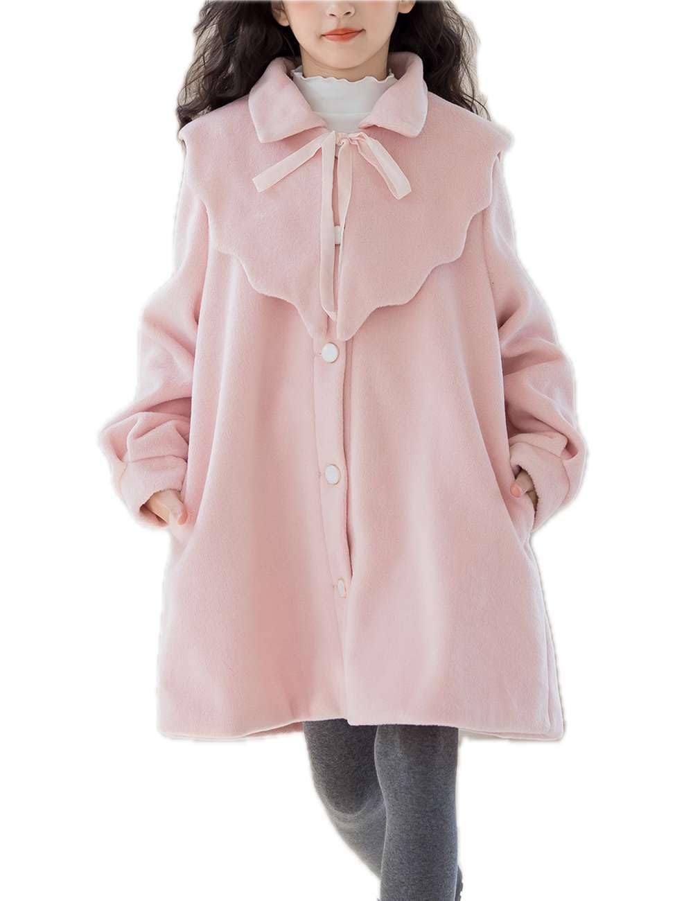 Echinodon Cappotto di lana per ragazze monopetto Trench Cappotto per bambini Principessa Inverno Caldo Soprabito