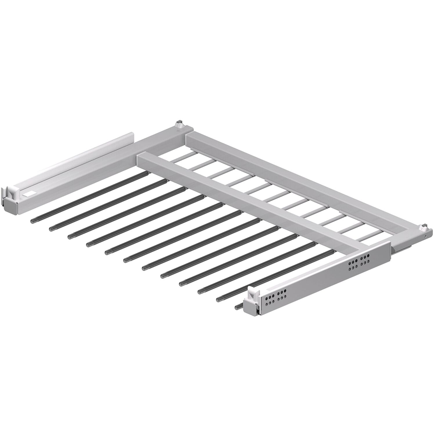 Hettich 9132919 Amari 200-Soporte (Tirantes), Extensible para 14 Pantalones, Ancho del Cuerpo 800-900 mm, Acero Plateado, Plata