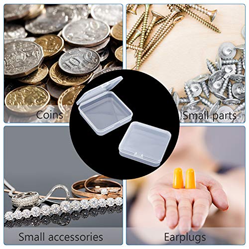 Image of SATINIOR 24 Packs Small Clear Plastic Beads Storage Containers Box with Hinged Lid for Storage of Small Items, Crafts, Jewelry, Hardware (2.76 x 2.76 x 0.67 Inches)