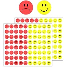 2000 Pieces - 1/2" Smiling Happy Sad Face Behavior Emotion Stickers, Red/Yellow