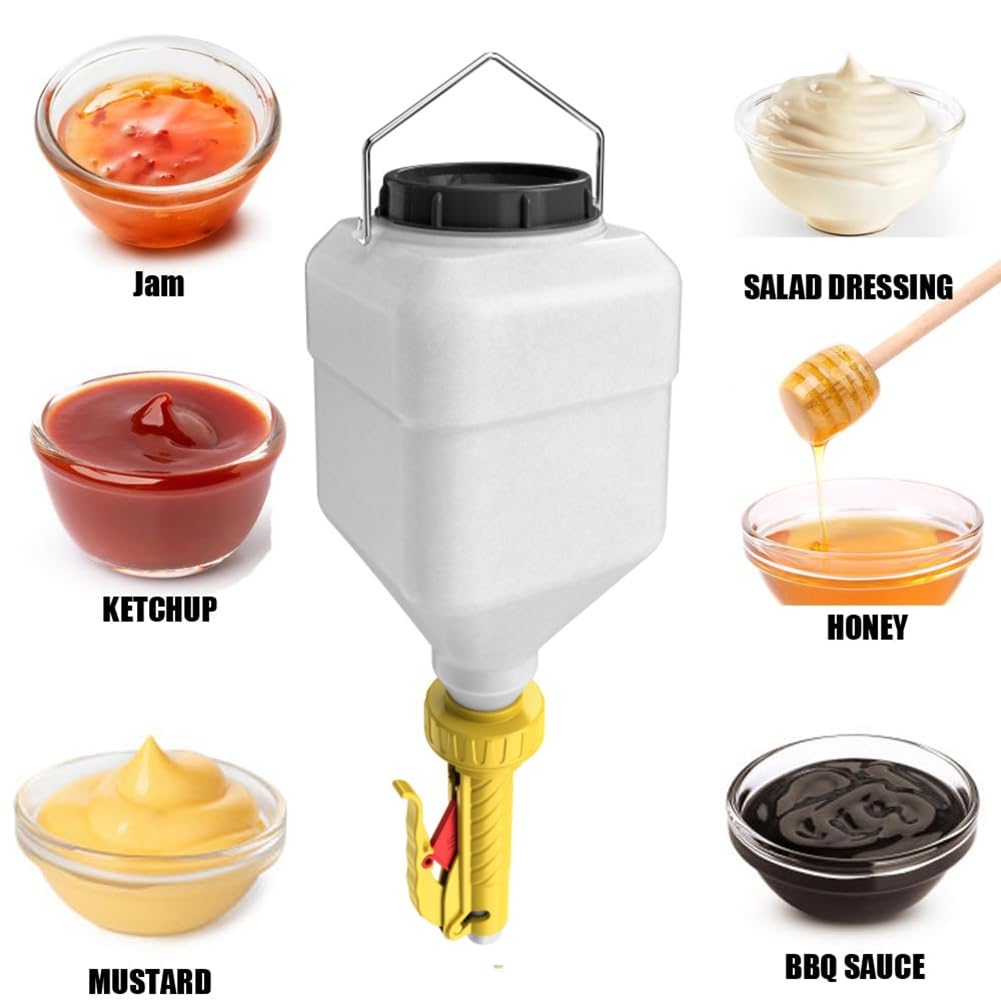 Distributore di Salse da 5,5 L, Design Sospeso, Grande capacità per Senape, Ketchup per Insalata, Maionese, Giallo
