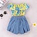 Kids Baby Girls Outfits Floral Ruffle Off Shoulder Crop Tops + Bowknot Denim Shorts Skirt Set Toddler Summer Clothes (5-6 Years, Blue)