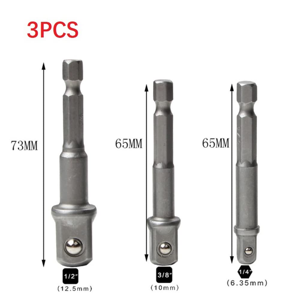 Impact Grade Socket Adapter/Verlengset, verandert de boormachine in hogesnelheidsmoer Driver, [3 in een pakket] 1/4 inch, 3/8 inch en 1/2 aandrijving, Socket to Drill Adpater voor Impact Drivers