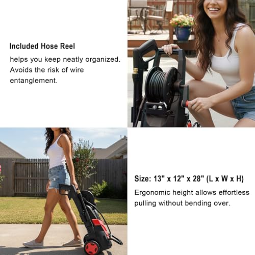 2026 Upgrade Pressure Power Washer 4800PSI w/4 Quick Connect Nozzles, Inlet Hose & Filter&500ML Soap Tank, High Cleaning Machine for Cars/Fences/Driveways/Patios/Home Cleaning,Red
