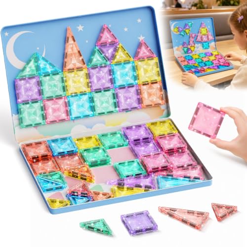 Pink Princess Glitter Magnetic Tiles: Diamond Candy Castle for Girls