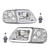 PIT66 LED DRL Headlights & Corner Parking Lights Compatible with 1998-2003 Ford F150 /2004 F150 Heritage/Fit 1998-1999 F250 /Fit 1997-2002 Ford Expedition Clear Lens Clear Reflector