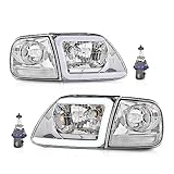 PIT66 Clear Lens Chrome Housing Clear Reflector LED DRL strip Headlights & Corner Parking Lights Kit...