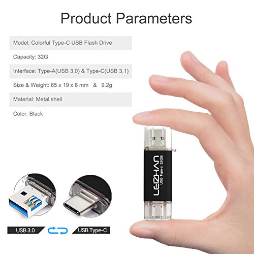 Leizhan Usb C Flash Drive 32Gb Type C Thumb Drive For Samsung Galaxy S10, S10E, S9, S8, S8 Plus, Lg G5 G6, Google Pixel Xl Data Storage Photo Stick Usb 3.0 Type C Pendrive, Black #TOP4