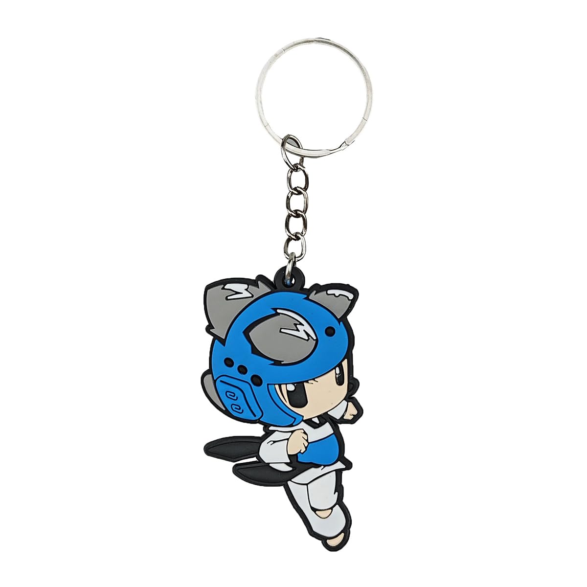 Playwell Unisex Kids White Martial Arts Key Rings - Childrens Taekwondo Rubber Cartoon Style Key Chain (H553)