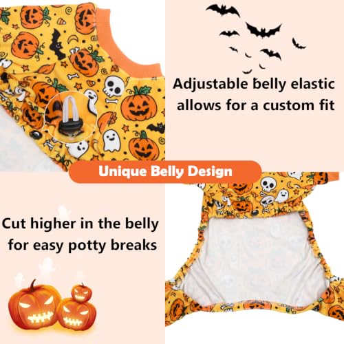 Image of CuteBone Small Dogs Outfit Soft Puppy Onesies Pjs Halloween Dog Pajamas Pet Coat Cat Apparel Comfy Doggie Jumpsuit Bodysuit for All Seasons P347M