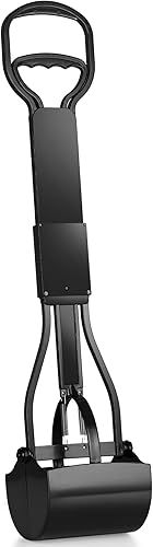 Mr. Peanut's Recogedor de excremento de perfil alto de 32 pulgadas, marco y contenedor de ABS resistente, abrazadera de doble resorte duradera,