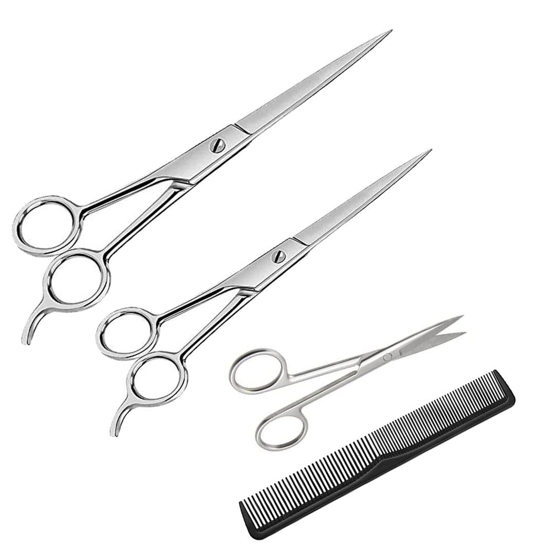 Professional Salon Barber Hair Cutting Scissors Men Beard and Mustache Styling Trimming Scissor (Combo of 4)