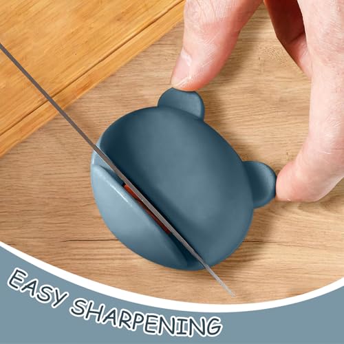 Image of 3PCS Compact Knife Sharpener for Kitchen Use, Small Sharpening Tool with Non Slip Base for Household Cooking and Food Preparation(Blue,A,F)