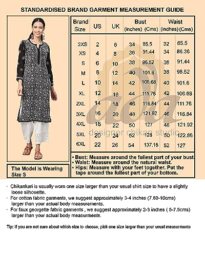 Image of Ada Hand Embroidered Chikankari Black Cotton Kurta for Women A207632 (5XL) | Women's handcrafted ethnic wear Chikan Embriodery casual office work wear Straight pure cotton handmade kurti tunic