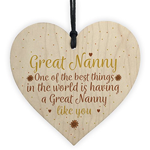 Red Ocean Great Nan Nanny Gift Hanging Wooden Heart Granparent Birthday Gift For Her Gifts For Women