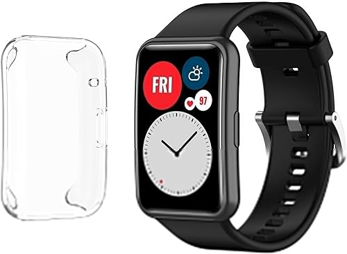 Correa de repuesto con funda compatible con Huawei Watch Fit Smartwatch pulsera con todo incluido pantalla protectora para hombres y mujeres para