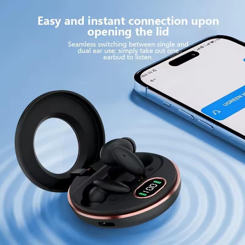 Sleep Earbuds - Auricolari wireless Bluetooth 5.4, 3 g, ultra leggeri, comfort in-ear, prevenzione delle perdite di suono, 28 ore con custodia di ricarica, display LED, ricarica rapida di