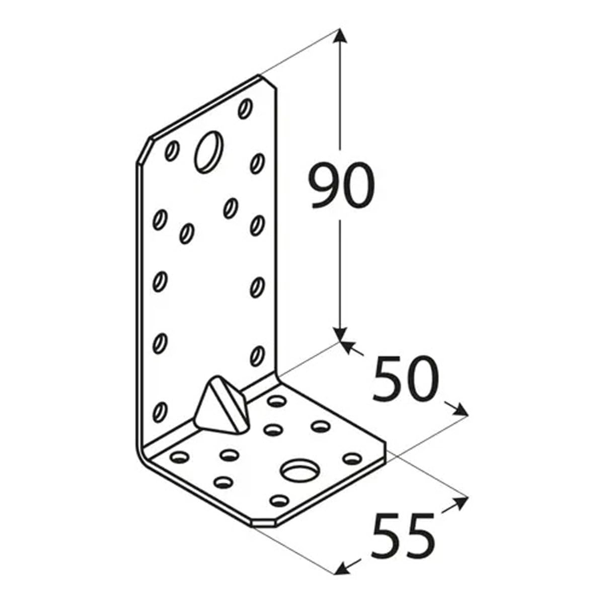 90mm x 50mm x 55mm Heavy Duty with Reinforcment Angle Brackets for Wood Timber Steel Zinc Plated Steel KPL3 (Pack of 20) - Image 2