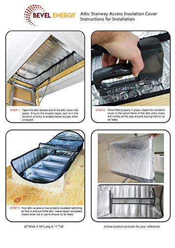 Premium Energy Saving Attic Door Insulation Stairway Cover R-15.5 Stair Ladder Opening Attic Tent with Easy Access Zipper 25