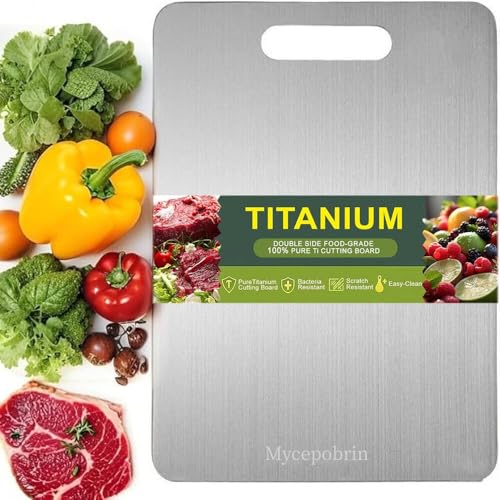 Katuchef Titanium Cutting Board Katu Chef 100% Pure Apex Titanium Cutting Boards for Kitchen Double Sided Chopping Board for Cutting Meat Vegetable Fruit Durable Dishwasher Safe(XL:15.35L*11.02W)