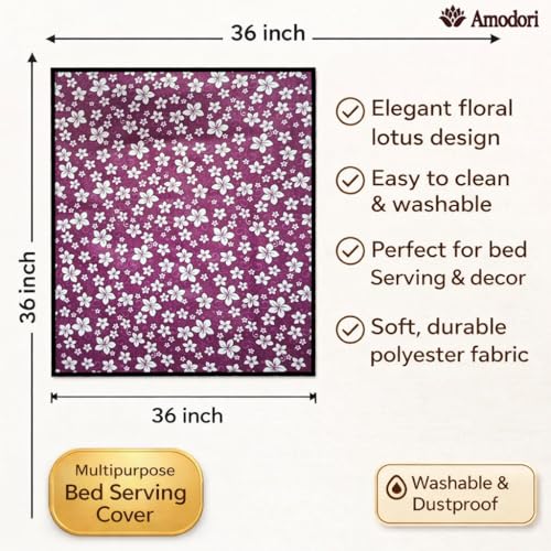 Image of Waterproof Bed Server Mat /Food Mat /Bedsheet Protector | Reversible | 2-Layer Heavy Material | Multi-Purpose Place Mat (Colour & Print May Vary) (floral-13)