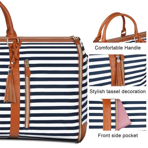 Suit Carrier Garment Travel Bag Rolling, Foldable Convertible Travel Garment Bag, Carry on Garment Duffel Bag Women Men (Stripe 01)4