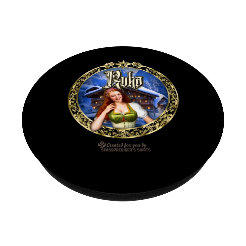 Ruka Ski Aea Finland Chalet & Pin-Up Girl Ruka PopSockets Swappable PopGrip, Black - Image 2