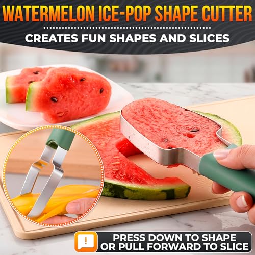 Image of 3-in-1 Watermelon Slicer Tool - Stainless Steel Portable, Mess-Free Multi-Use Kitchen Gadget for Summer Picnic, BBQ, Pool Party, Family Hosting, Hostess Gift Idea - Watermelon Cutter Slicer Tool Kit