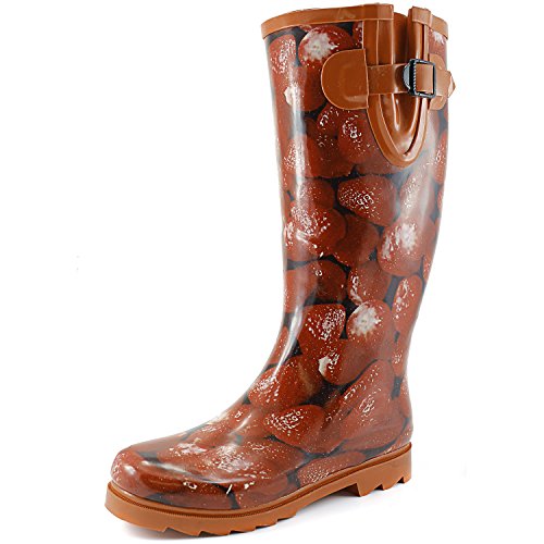 Dailyshoes Women's Rain Boot Waterproof Knee High Mid Calf Tube Western Cowboy Outdoor