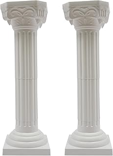 2PCS White Roman Columns Set, Columns and Pillars Wedding Pillars Hollow Column Flower Stand for Wedding Party Event Decor 35 Inch White Columns Event Party Decorative Column