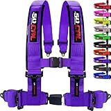 50 Caliber Racing Harness 3 inch purple 4 point harness with Push Button Release for Cars, Trucks, UTV and Off Road Vehicles [6046]