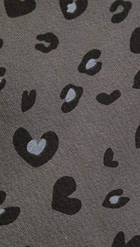 Monrow Women's Heart Leopard Elastic Waist Sweats, Vintage Black, M #TOP5