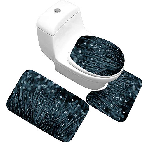GRGFG Badteppich Set,Badematten Teppich-Set 3-Teilig Nachttau 3D-Druck rutschfeste Badematten Weiche Mikrofaser…