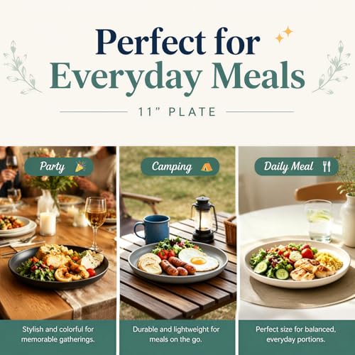 Image of 11In Wheat Straw Camping Plates,Unbreakable Microwave Safe Plates