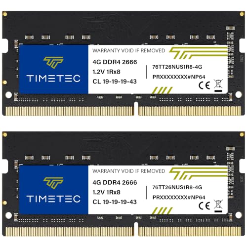 Image of Timetec 8GB KIT(2x4GB) DDR4 2666MHz PC4-21300 Non-ECC Unbuffered 1.2V CL19 1Rx8 Single Rank 260 Pin SODIMM Laptop Notebook PC Computer Memory RAM Module Upgrade (8GB KIT(2x4GB))