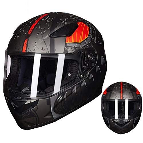 MTTKTTBD Casco Integrale Moto,ECE Omologato Retro Casco Moto Mofa Scooter Chopper Bobber Crash Cruiser Pilot Racing Locomotive Helmet Casco Cross e off-Road con Anti-Fog Doppia Visiera