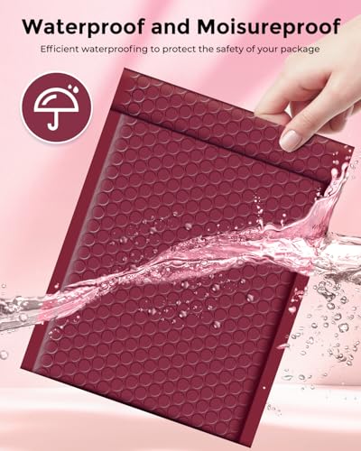Image of Metronic Bubble Mailers 6x10 Inch 100 Pack Burgundy Padded Envelopes