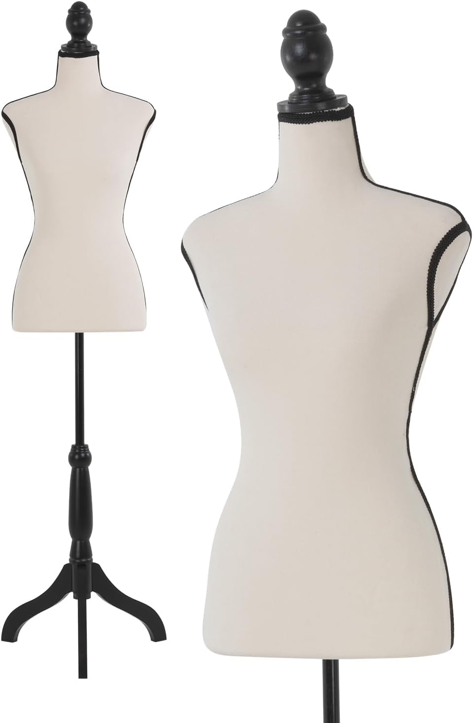FDW Female Mannequin Body Dress Form Sewing Mannequin Torso Manikin with Tripod Base Stand Adjustable Mannequin for Sewing Clothes Display (Cream, 59-67 Inches)