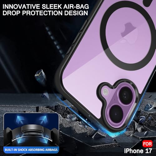 Image of TheGiftKart Ultra-HybridShockproof Back Cover Case for iPhone 17 Compatible with MagSafe | 360 Protection | Crystal Clear Hard Back Cover for iPhone 17 (PC & TPU, Transparent Clear Back, Black Sides)