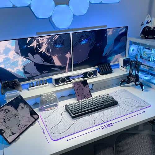 JMIYAV Gaming Mouse Pad RGB Mousepad Non-Slip Rubber Base Large Cool XL XXL Computer Desk Pad Gaming Accessories LED Light Up Big Mouse Pad