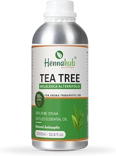 Hennahub Pure Tea Tree Essential Oil | Best for Henna Artist | 1000ml Pack | Natural Oil for Face, Hair, Dandruff, Acne & Aromatherapy – Therapeutic Grade